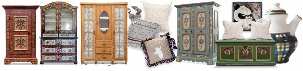 Küchenschrank Landhausstil antik Bauernschrank Vintage Bauernmöbel Natur Holz massiv bemalt