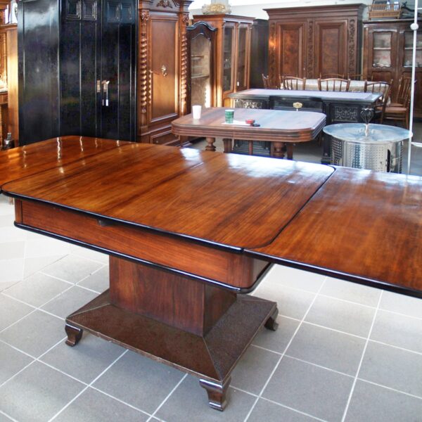 Restaurierter Tisch antik ausziehbar Massivholz Schelllackpolitur Klavierlack Jugenstil Kulissentisch ausziehbar G2065 Restaurator Möbel