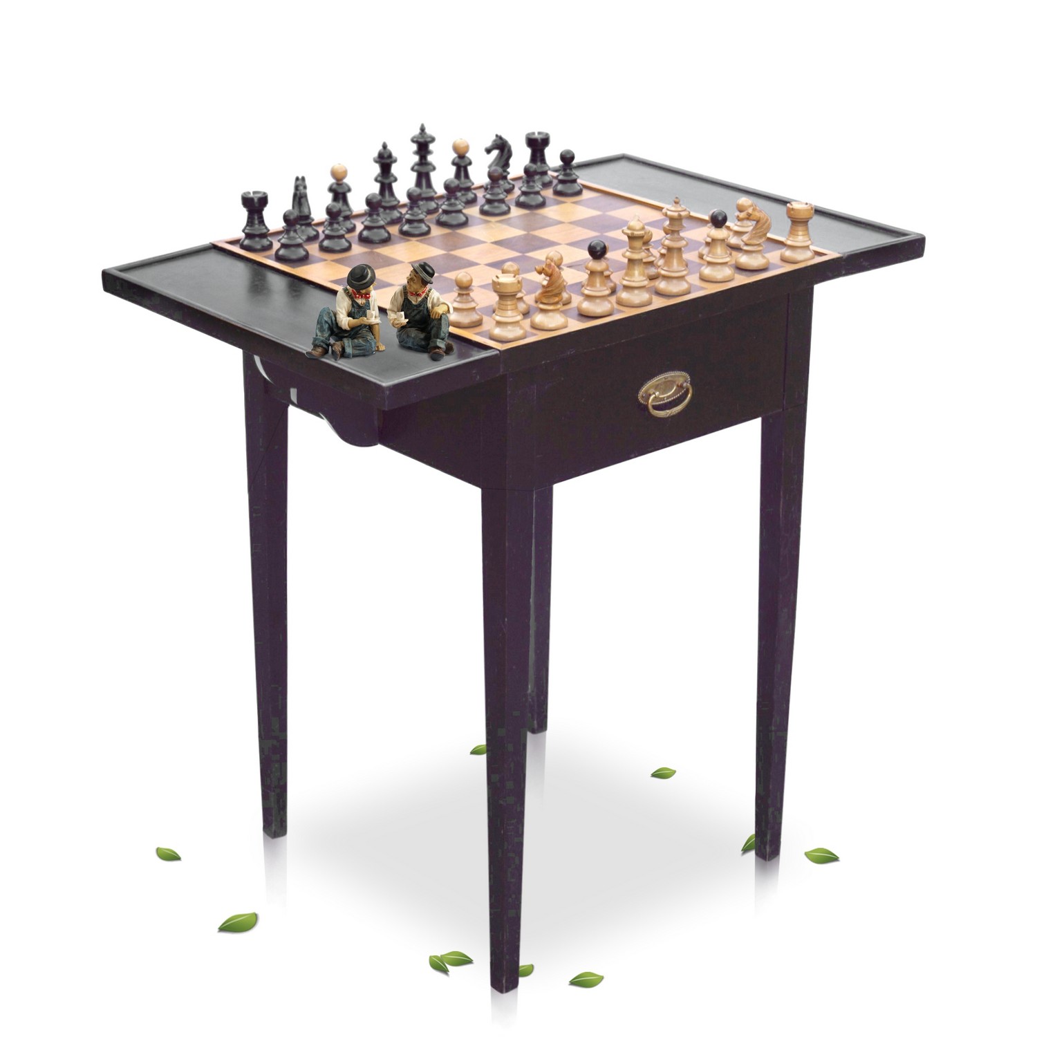 Pembroke Table antique Drop Leaf Spieltisch antiker Schachtisch mit Figuren Antiquität Jugendstil