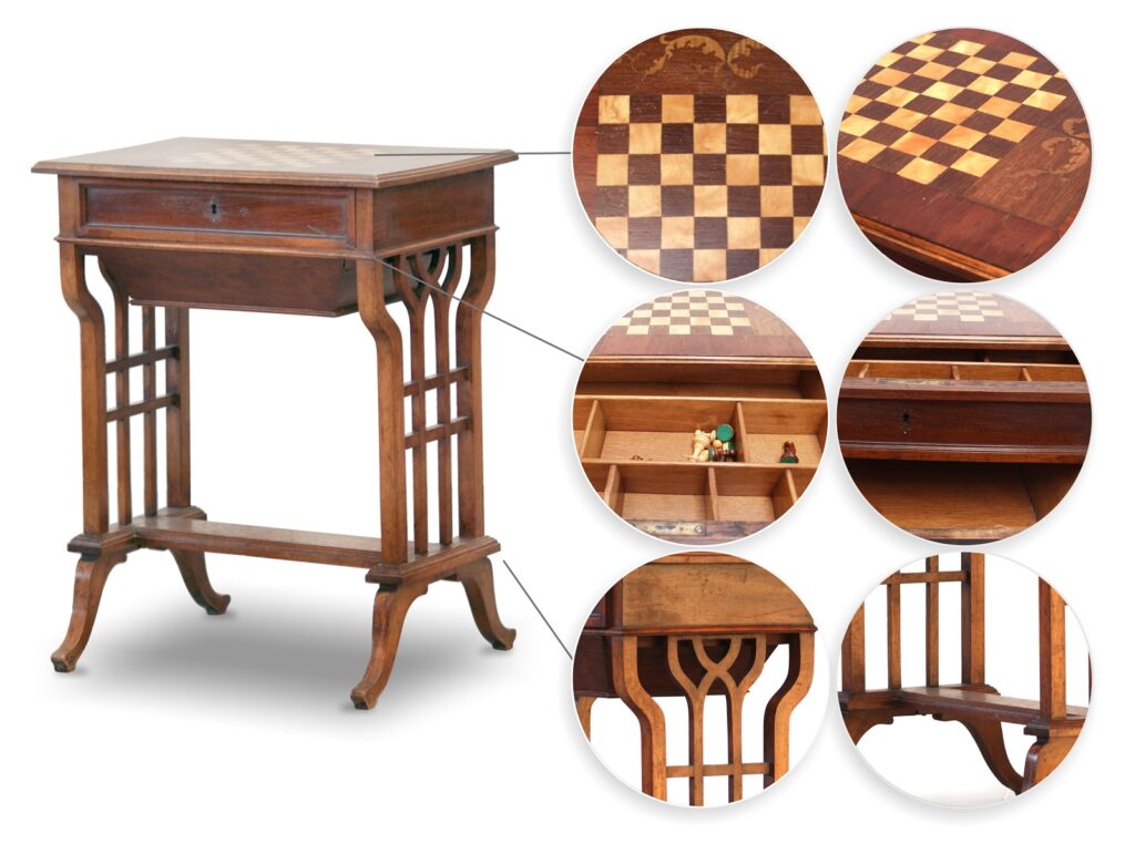 Antiquität Spieltisch antiker Schachtisch