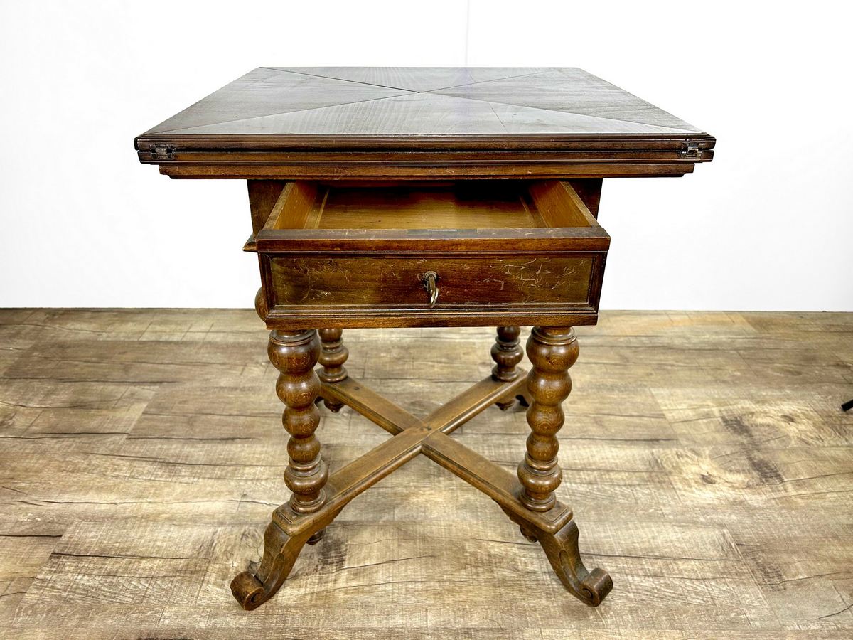 Beistelltisch antiker Spieltisch ausklappbar Historismus um 1880 Envelope Table