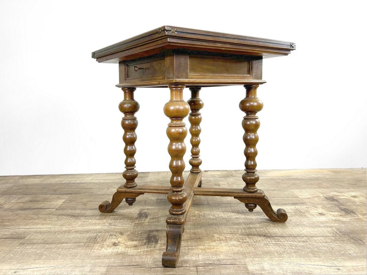 Beistelltisch antiker Spieltisch ausklappbar Historismus um 1880 Envelope Table