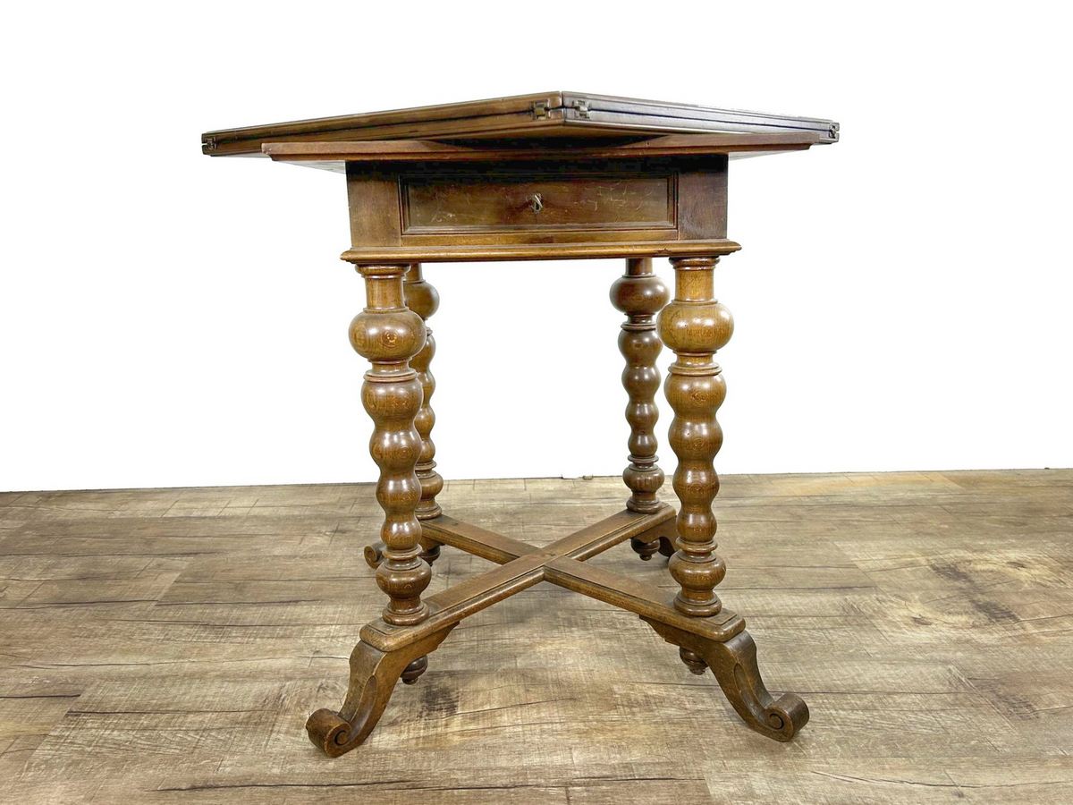 Beistelltisch antiker Spieltisch ausklappbar Historismus um 1880 Envelope Table