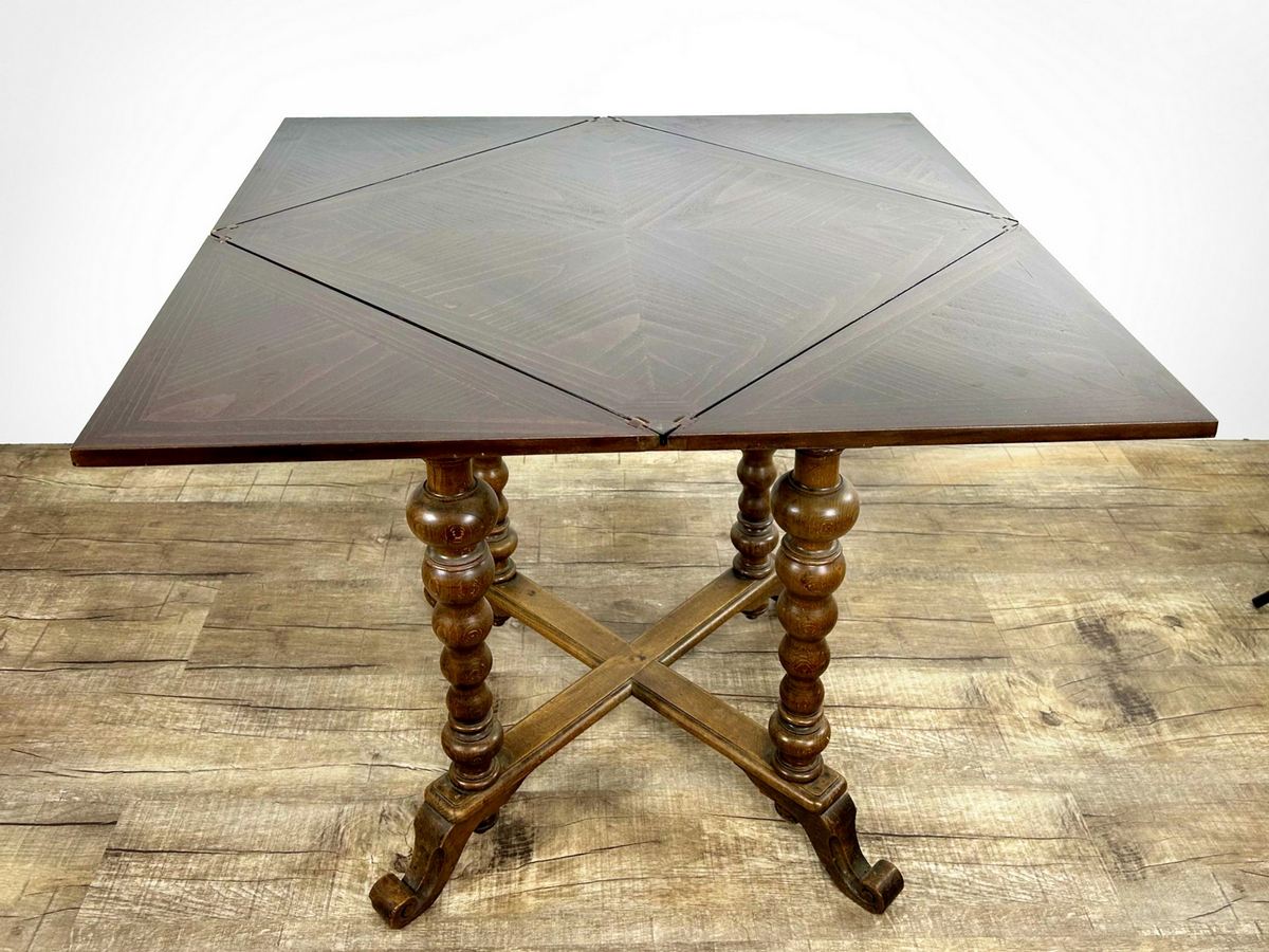 Beistelltisch antiker Spieltisch ausklappbar Historismus um 1880 Envelope Table