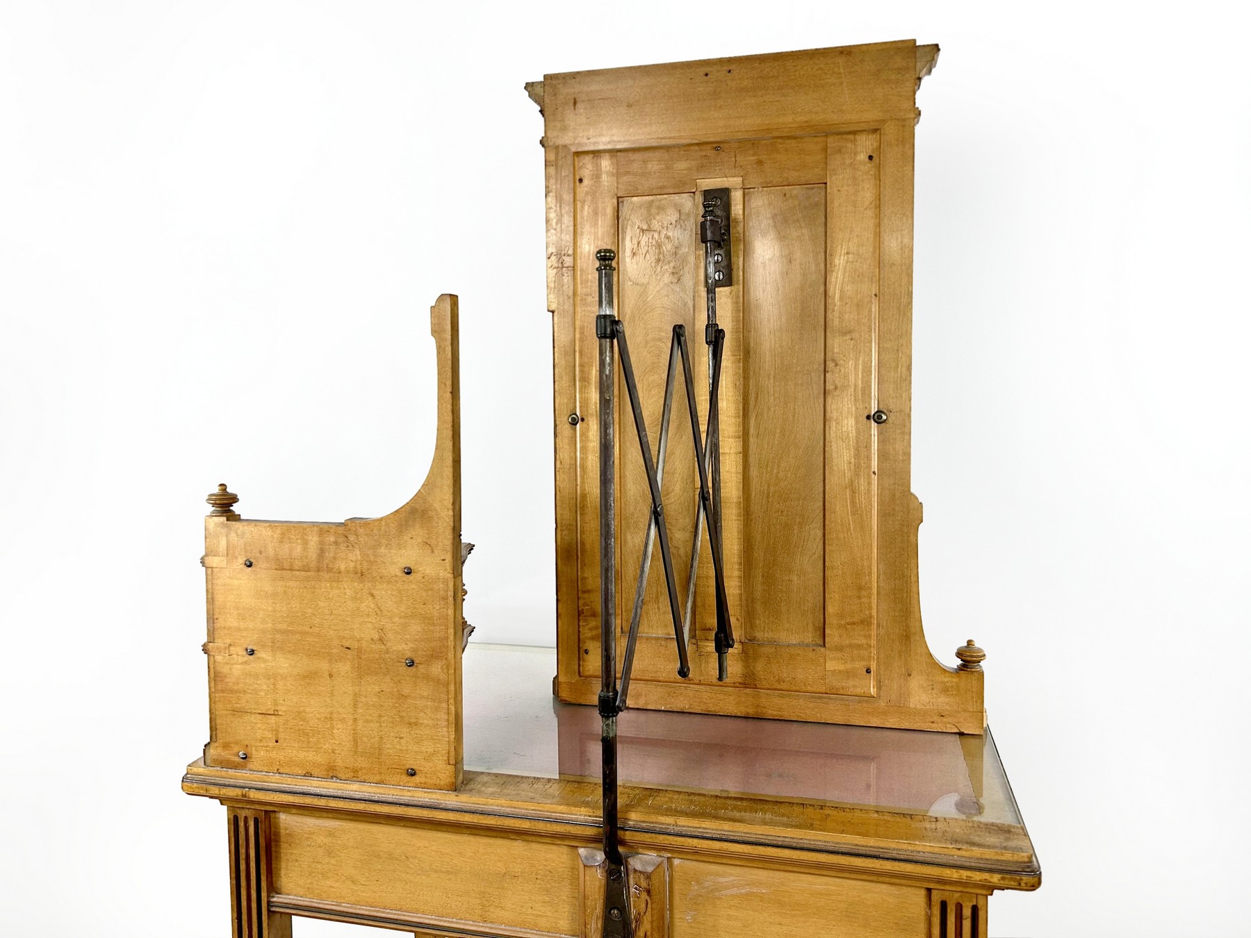 Frisiertisch antiker Schminktisch Gründerzeit Regal Sekretär mit Spiegel Pantograph Halterung Antiker Spiegelaufsatz der k.u.k. Hof-Möbelfabrik Ludwig Schmitt Originalzustand Patina