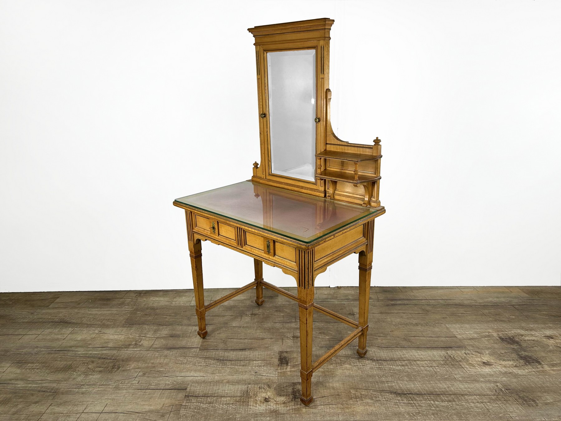 Frisiertisch antiker Schminktisch Gründerzeit Regal Sekretär mit Spiegel Pantograph Halterung Antiker Spiegelaufsatz der k.u.k. Hof-Möbelfabrik Ludwig Schmitt Originalzustand Patina