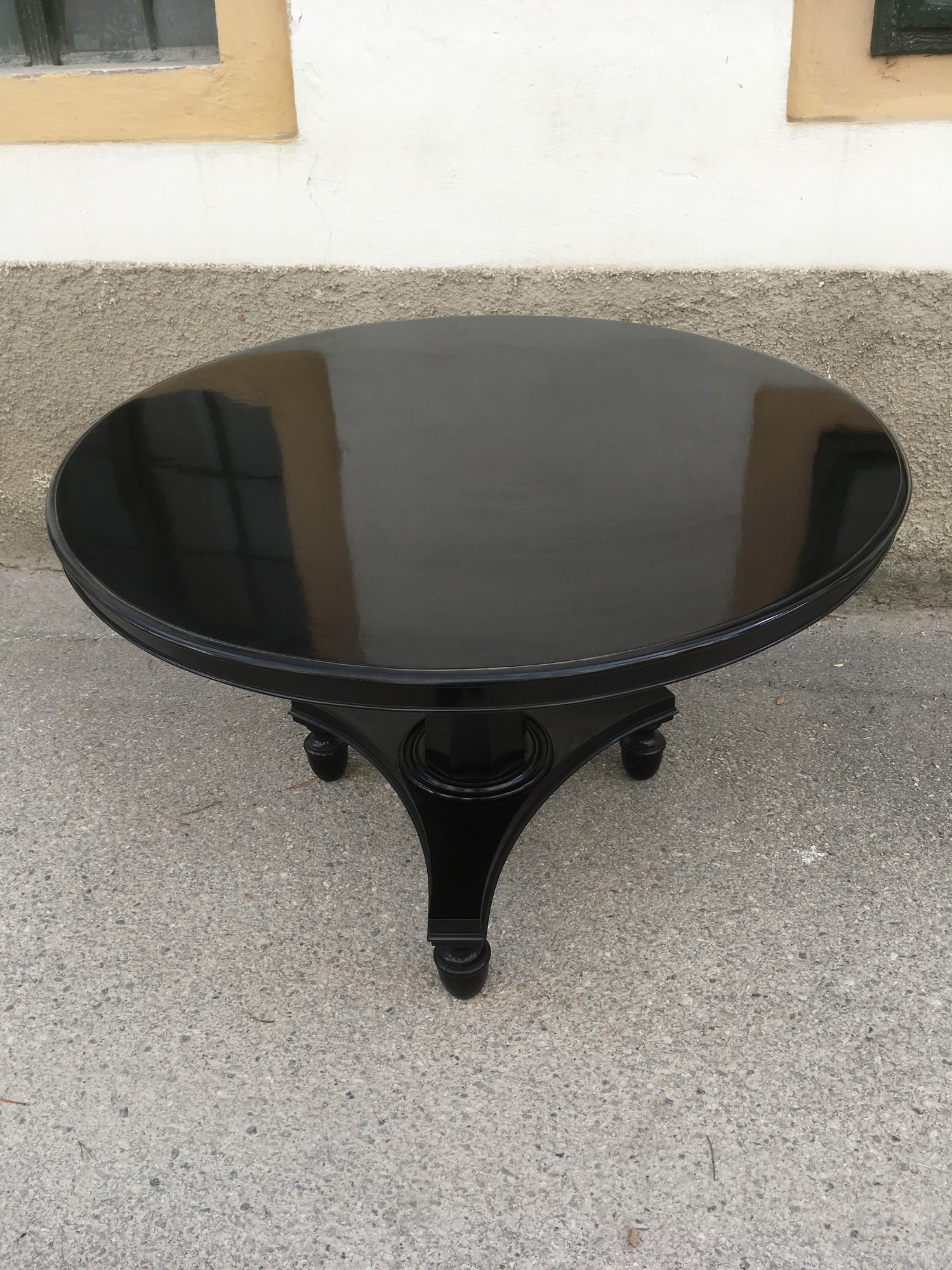 Tisch antik groß Esstisch restauriert Jugendstil Empire Biedermeier noir Schelllackpoliert Klavierlack