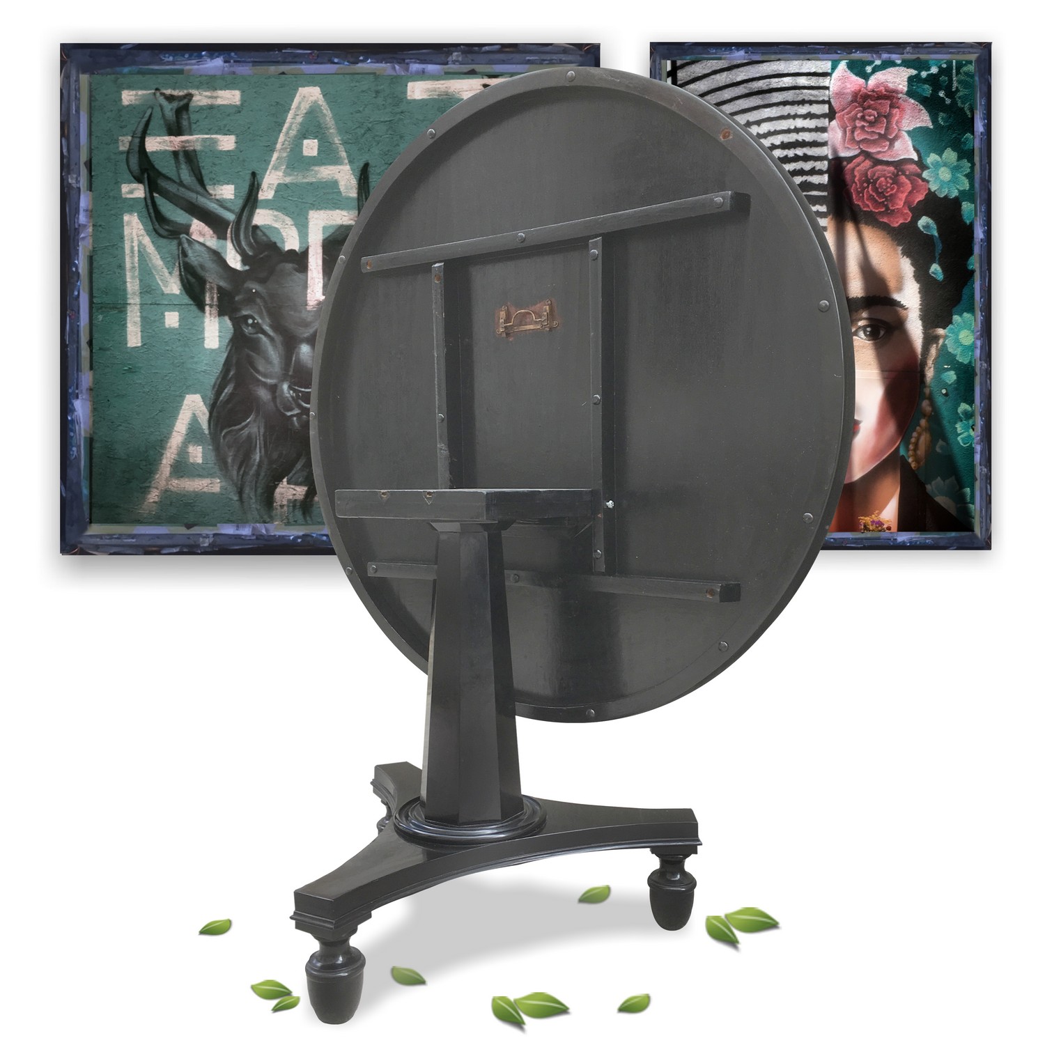 Tisch antik groß Esstisch restauriert Jugendstil Empire Biedermeier noir Schelllackpoliert Klavierlack