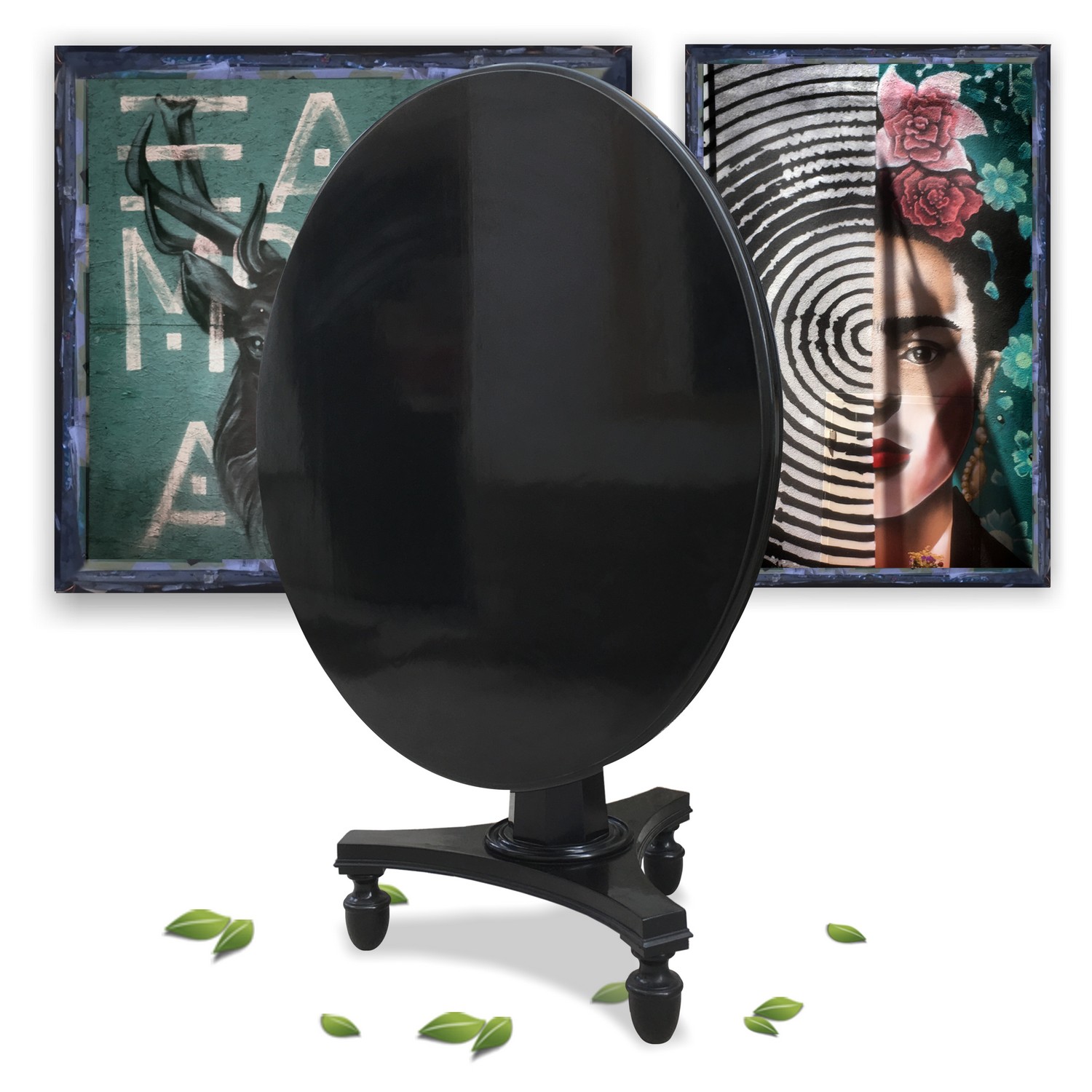 Tisch antik groß Esstisch restauriert Jugendstil Empire Biedermeier noir Schelllackpoliert Klavierlack