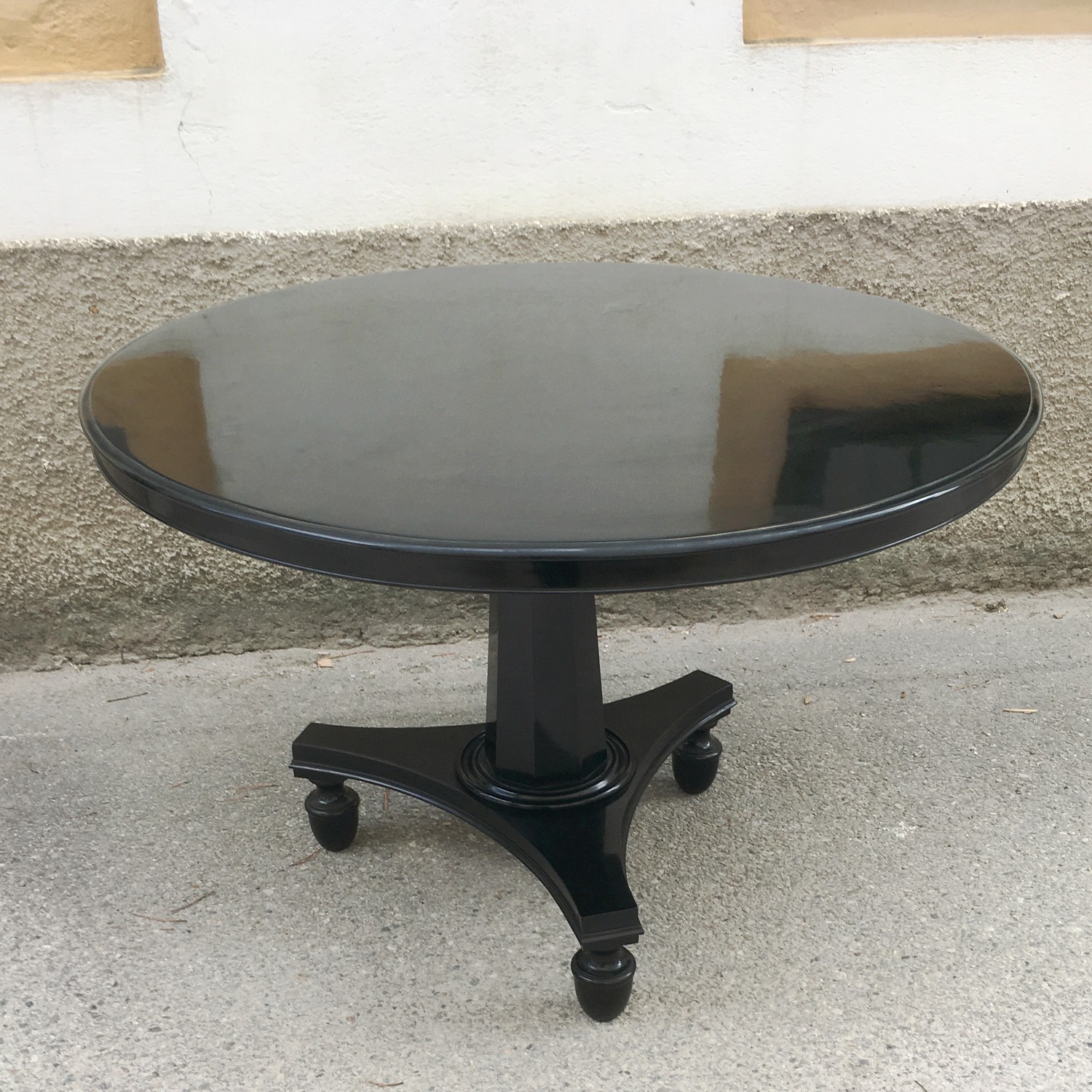 Tisch antik groß Esstisch restauriert Jugendstil Empire Biedermeier noir Schelllackpoliert Klavierlack