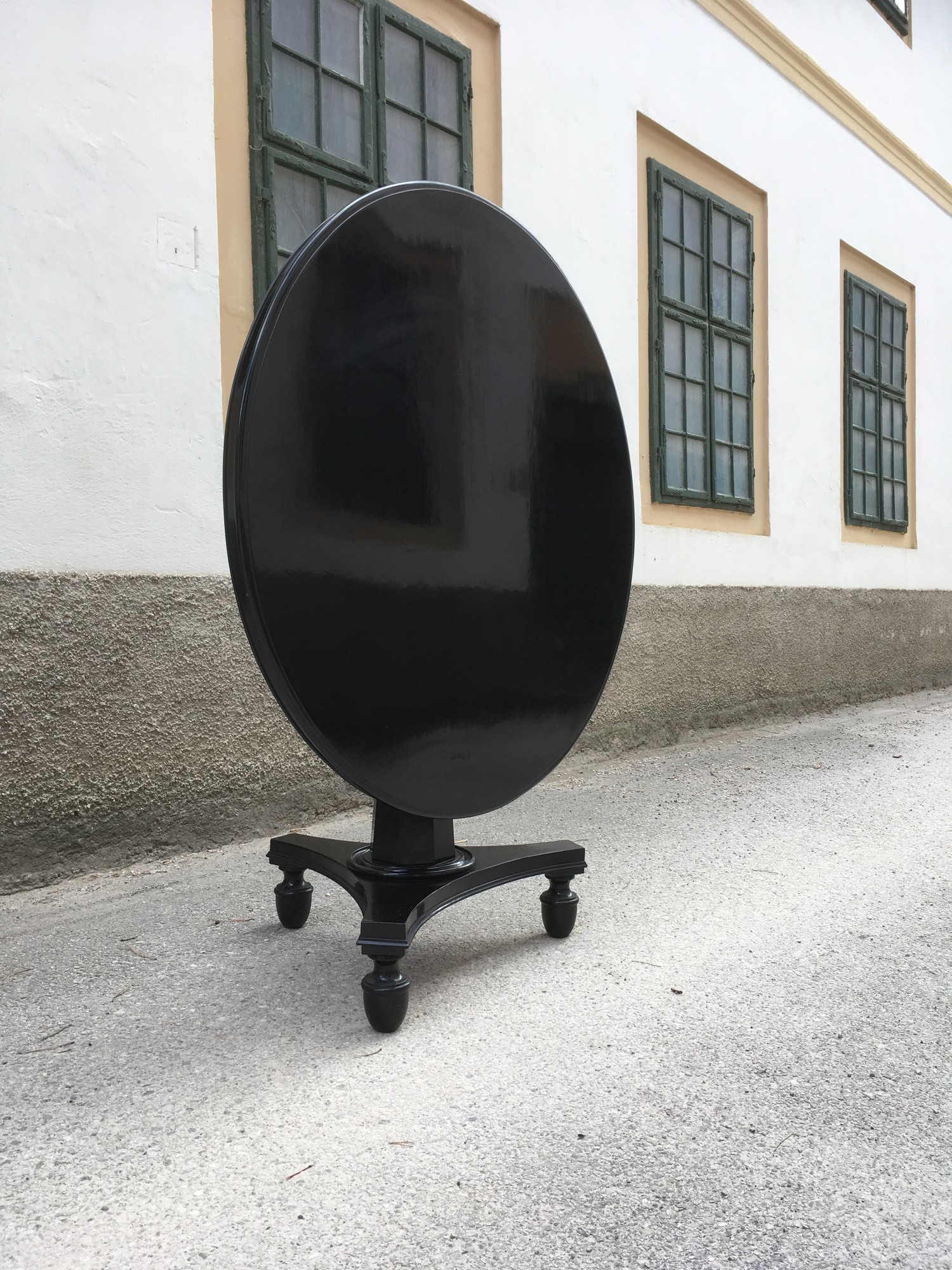 Tisch antik groß Esstisch restauriert Jugendstil Empire Biedermeier noir Schelllackpoliert Klavierlack