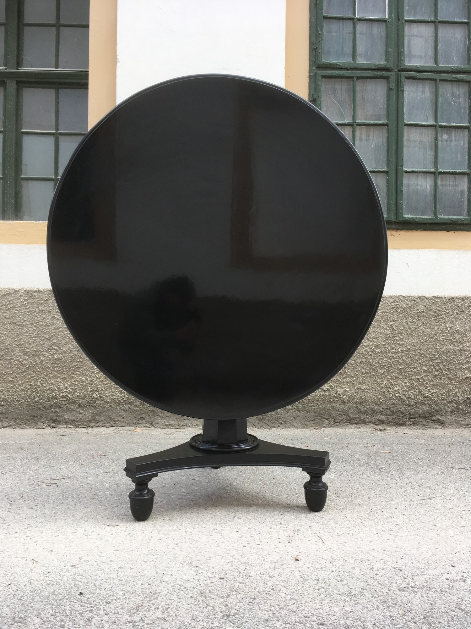 Tisch antik groß Esstisch restauriert Jugendstil Empire Biedermeier noir Schelllackpoliert Klavierlack