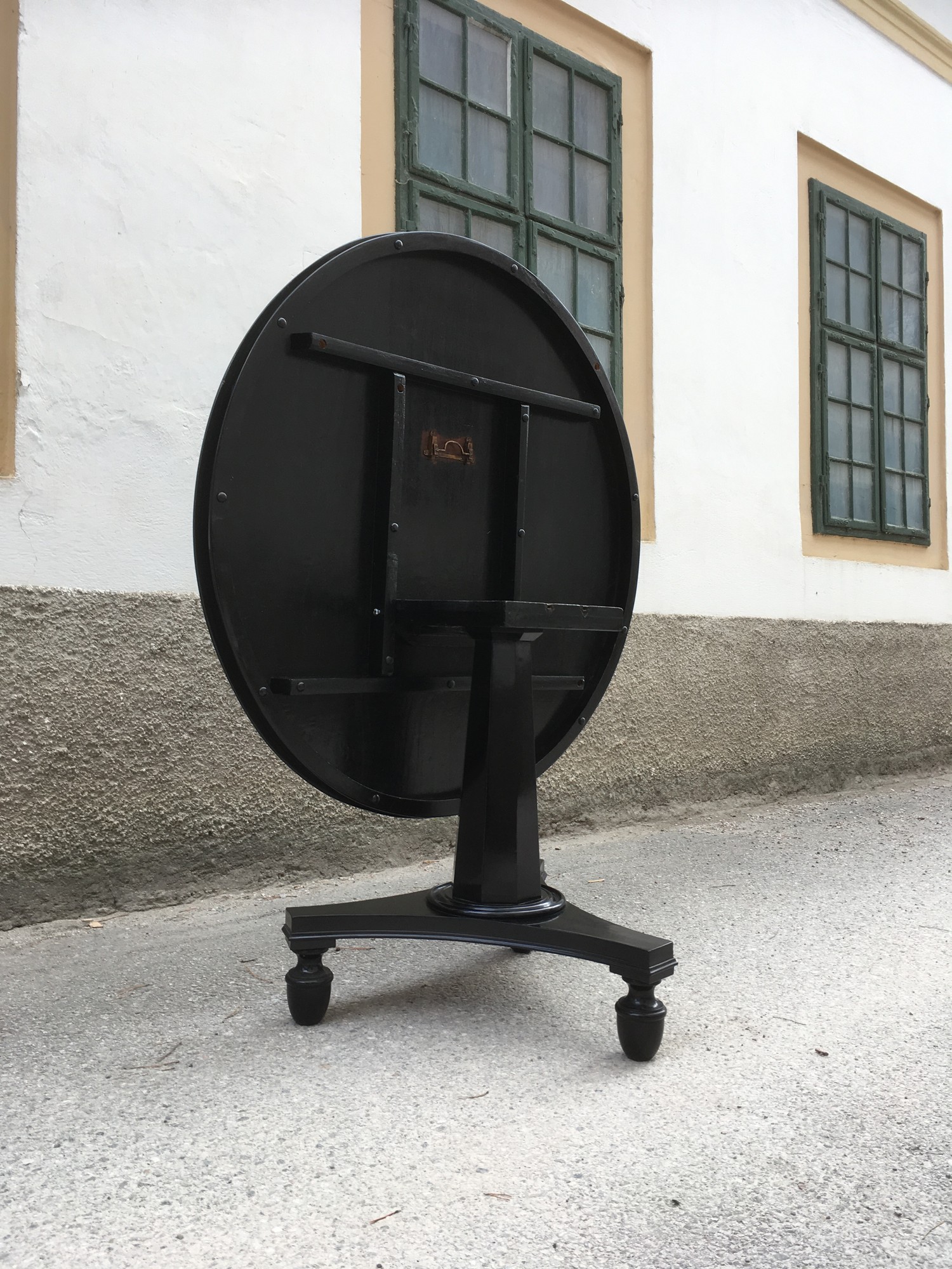 Tisch antik groß Esstisch restauriert Jugendstil Empire Biedermeier noir Schelllackpoliert Klavierlack