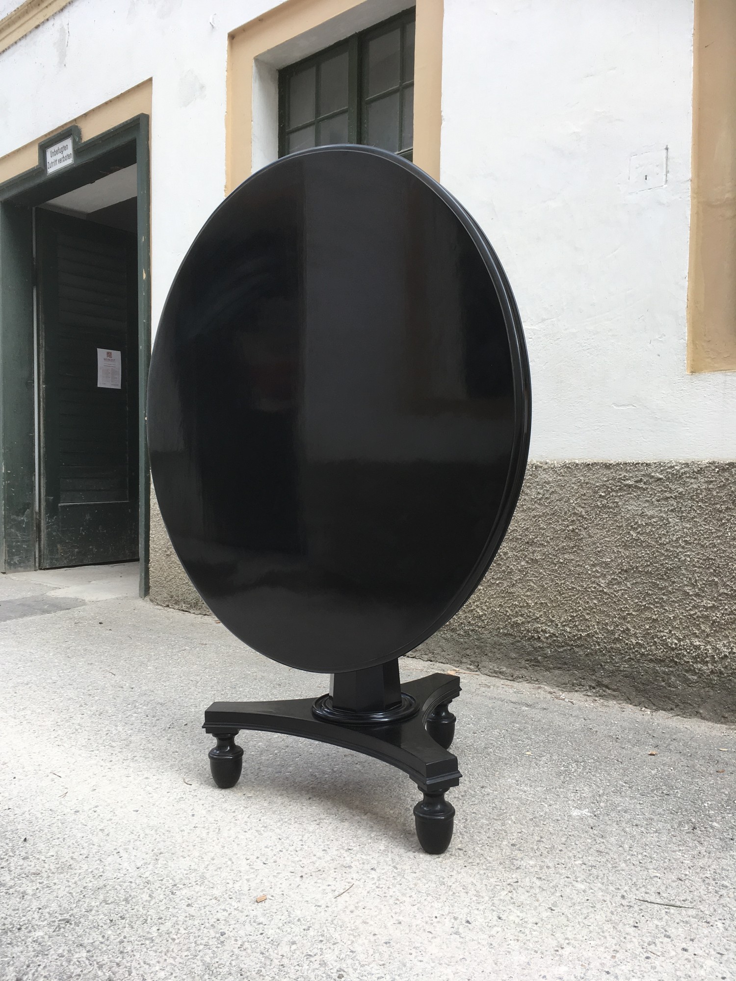 Tisch antik groß Esstisch restauriert Jugendstil Empire Biedermeier noir Schelllackpoliert Klavierlack