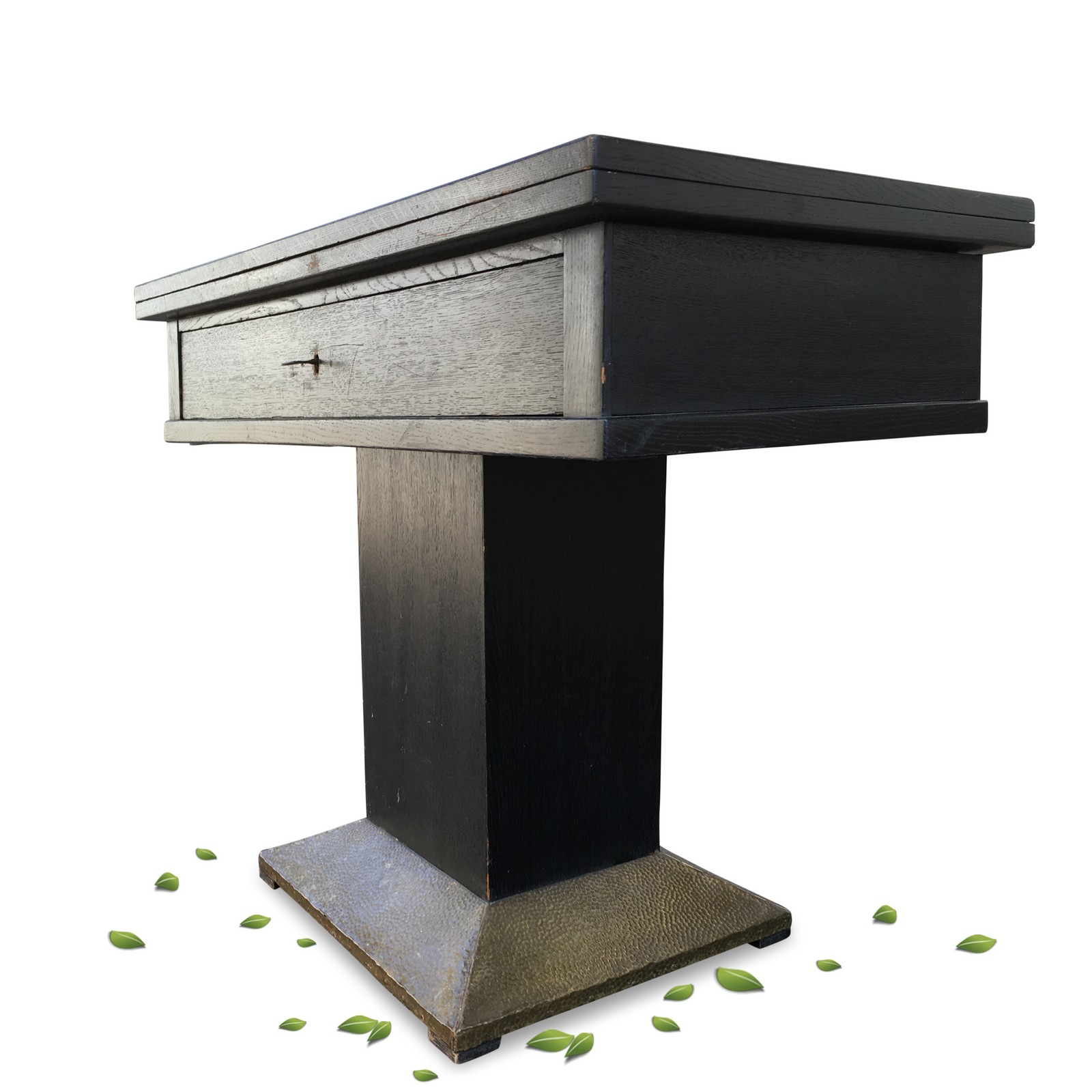 Jugenstil Tisch Konsole schwarz noir messing Stempeltisch Ausziehtisch Funktionstisch Antiquität antik Möbel Lieferung Deutschland Europe gold